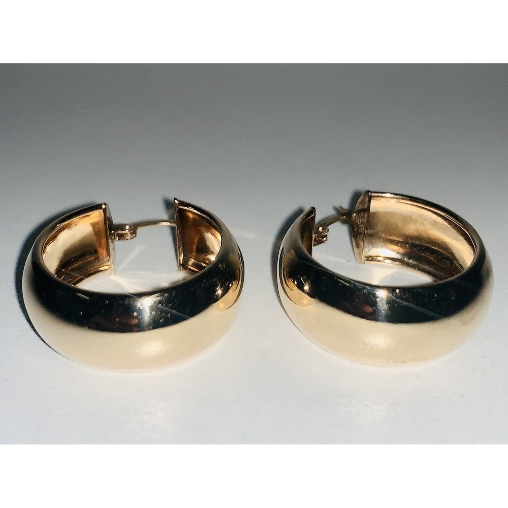 AK 925 TURKEY STERLING SILVER 14K GP HOOP HUGIE EARRINGS - Picture 6 of 11